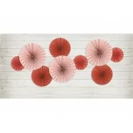 3 rosettes en papier rouge fond