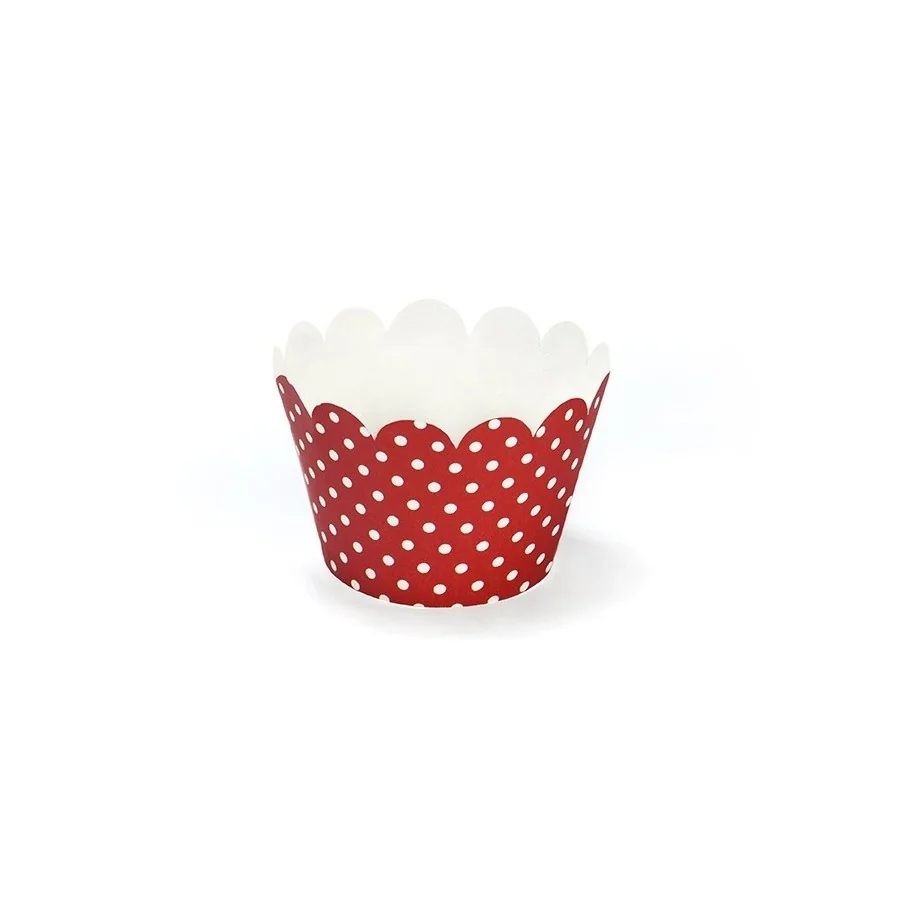 6 papiers pour cupcake à pois rouge