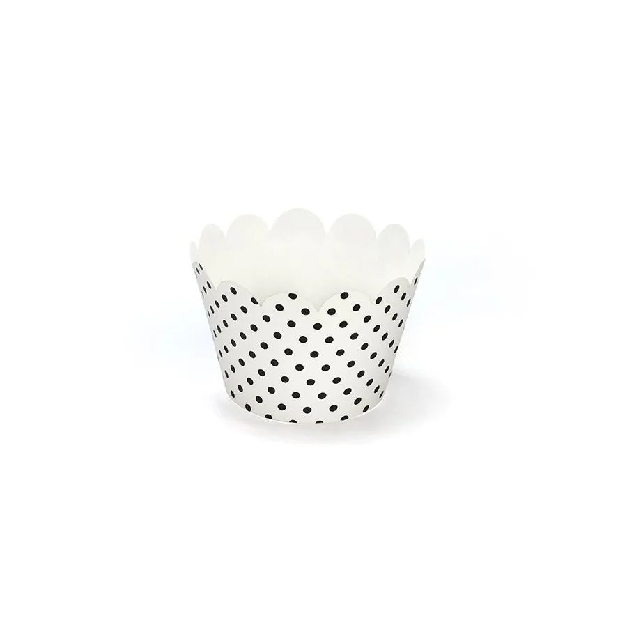 6 papiers pour cupcake à pois blanc et noir