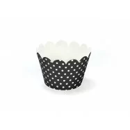 6 papiers pour cupcake à pois noir