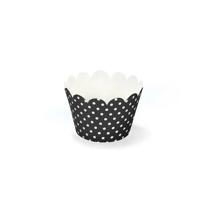 6 papiers pour cupcake à pois noir