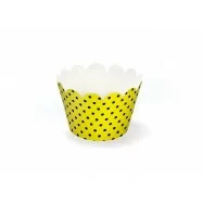 6 papiers pour cupcake jaune et noir pois