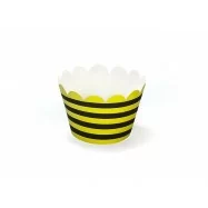 6 papiers pour cupcake jaune et noir ligné