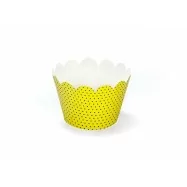 6 papiers pour cupcake jaune et noir petit pois