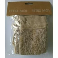 5 pochons en toile de jute et dentelle avec bord emballage