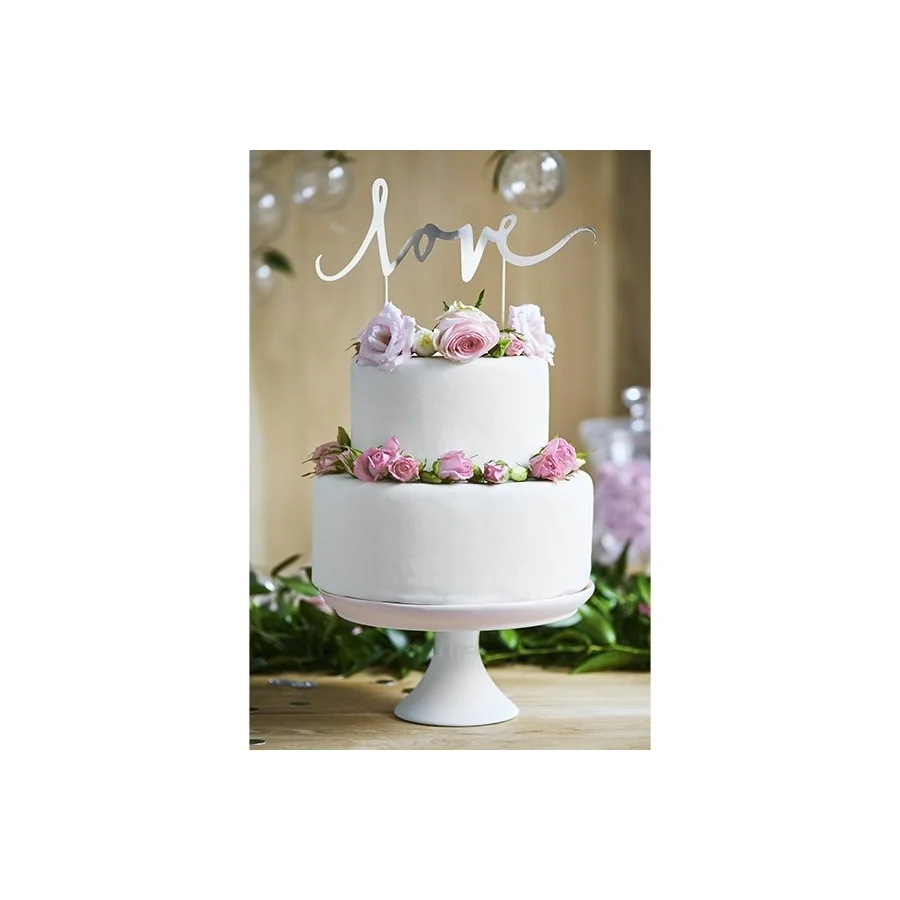 Déco gâteau Love argent gateau