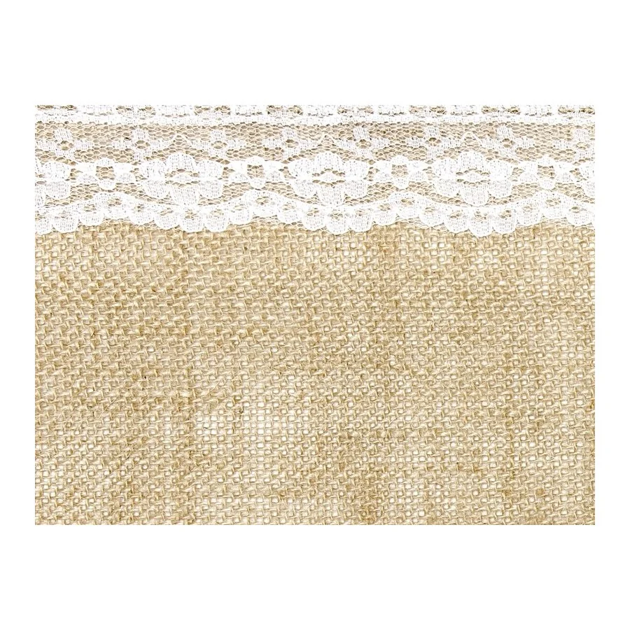 2 m 75 toile de jute avec dentelle au bord détail