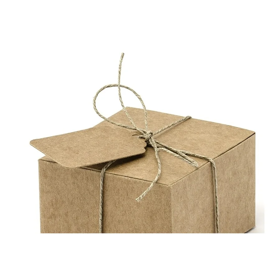 10 contenants dragées carrés kraft avec nominette détail