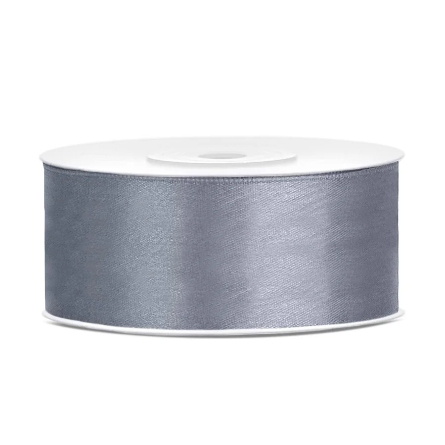 25 m de ruban satin gris 2,5 cm