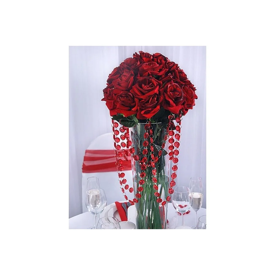 1 m de guirlande de perles de cristal rouge vase