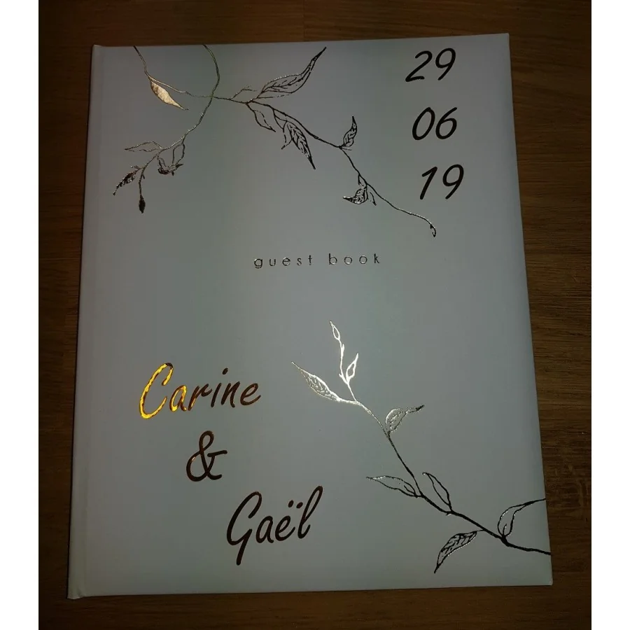 Livre d'or personnalisation Guest Book or feuillage carine