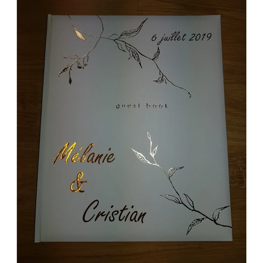 Livre d'or personnalisation Guest Book or feuillage christian