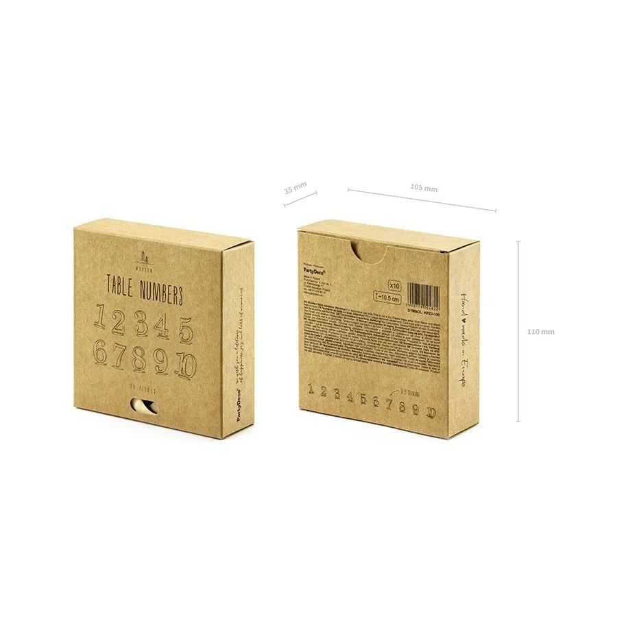 Numéro en bois avec pied de 1 à 10 emballage