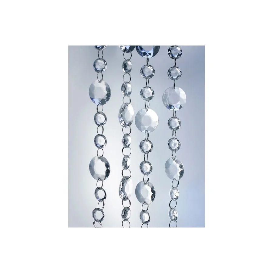 1 m de guirlande de perles de cristal avec des perles de deux tailles