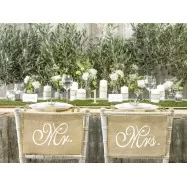 Mr & Mrs toile de jute mise en situation