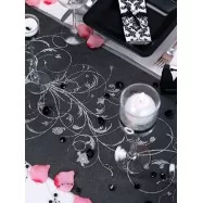 9 m chemin de table en organza noir des dessins argent haut