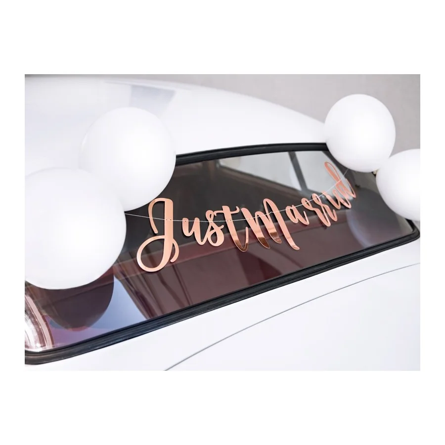 Kit voiture ballon rose gold & blanc just married