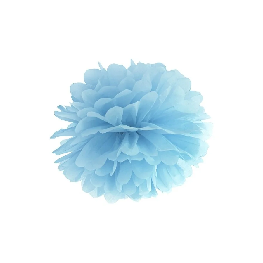 Pompon en papier de soie bleu 35 cm