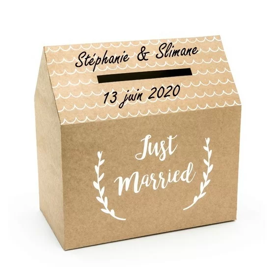 Urne kraft personnalisé maison Just married