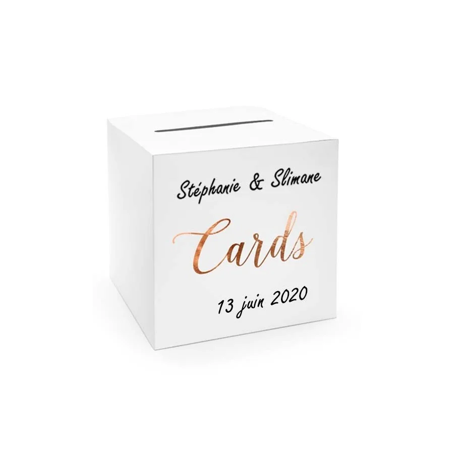 Urne personnalisée blanche cards rose gold