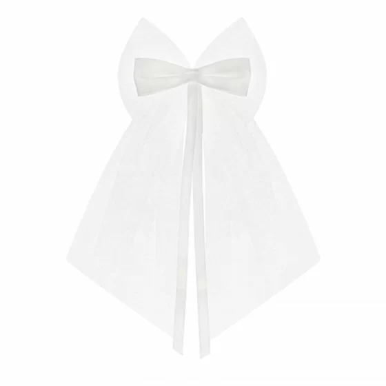 2 noeuds satin et tulle blanc