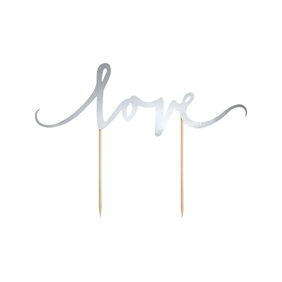 Déco gâteau Love argent Déco gâteau Love argent