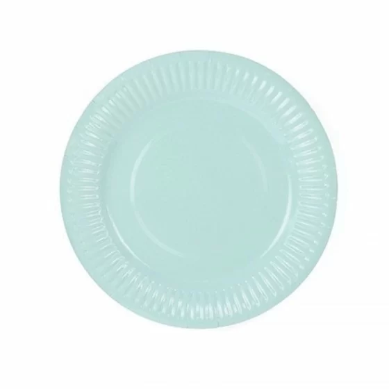 6 assiettes carton bleu gris