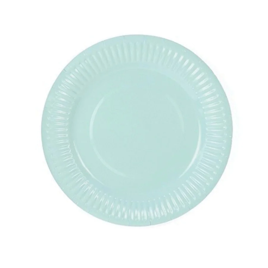 6 assiettes carton bleu gris