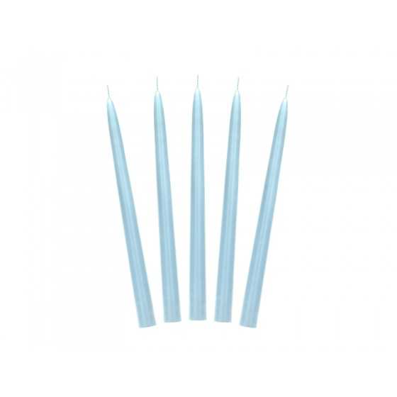 10 bougies chandelles bleu ciel 24 cm