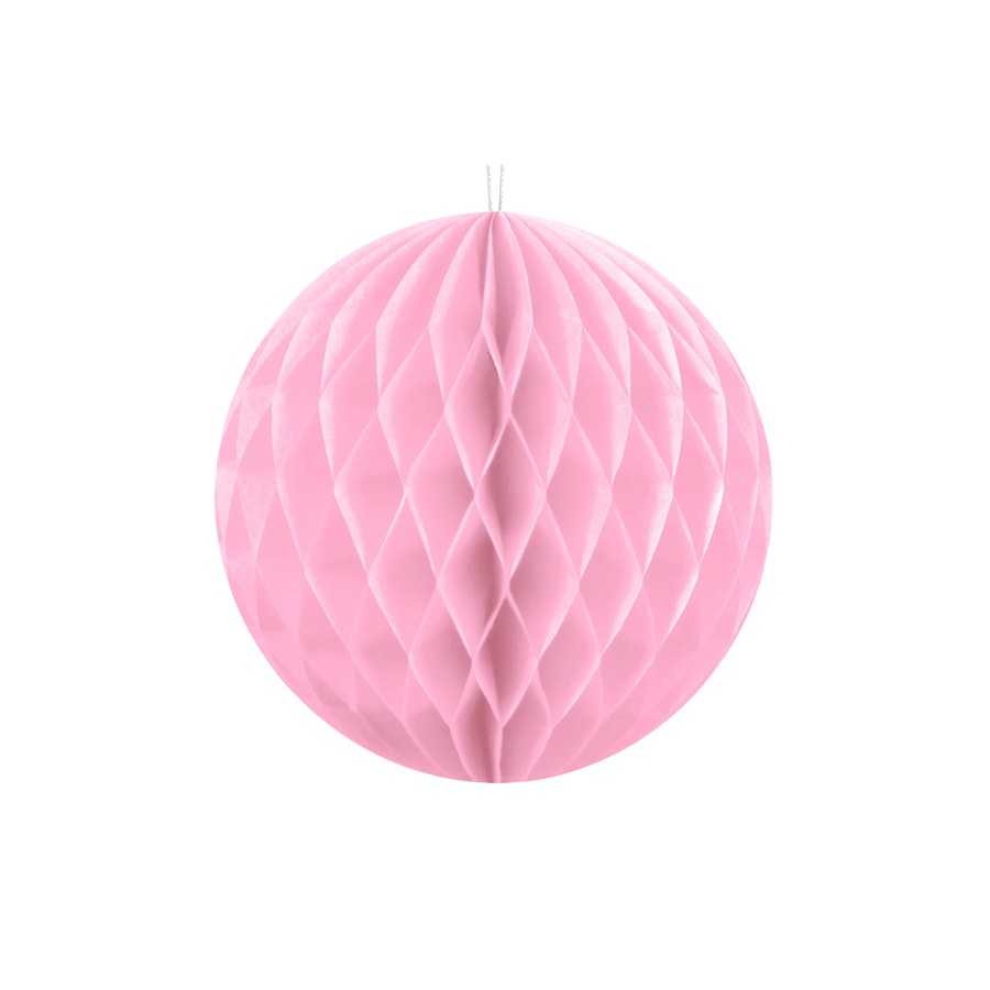 Boule papier rose clair alvéolé 10 cm