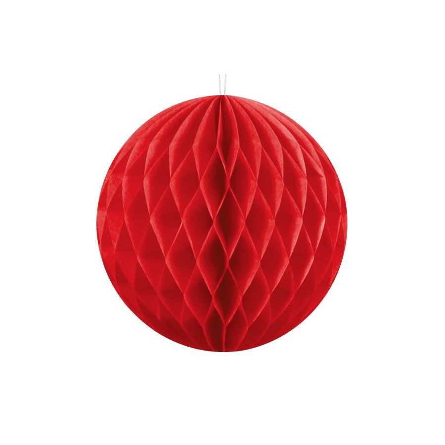 Boule papier rouge alvéolé 10 cm