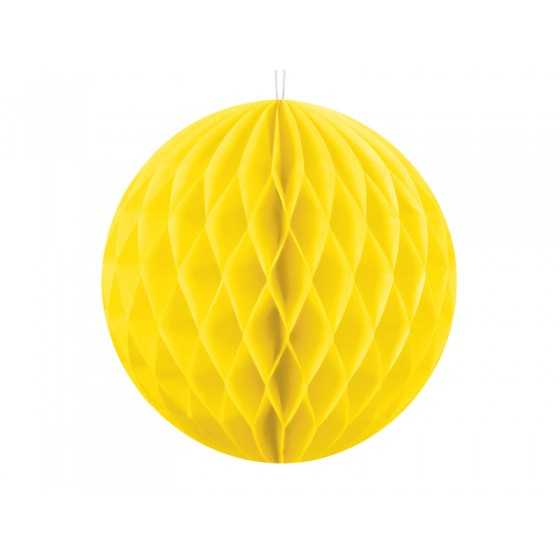 Boule papier jaune alvéolé 10 cm