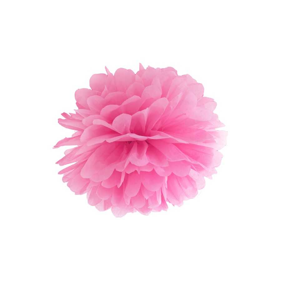 Pompon en papier de soie rose 25 cm