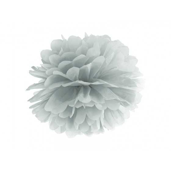 Pompon en papier de soie argent 25 cm