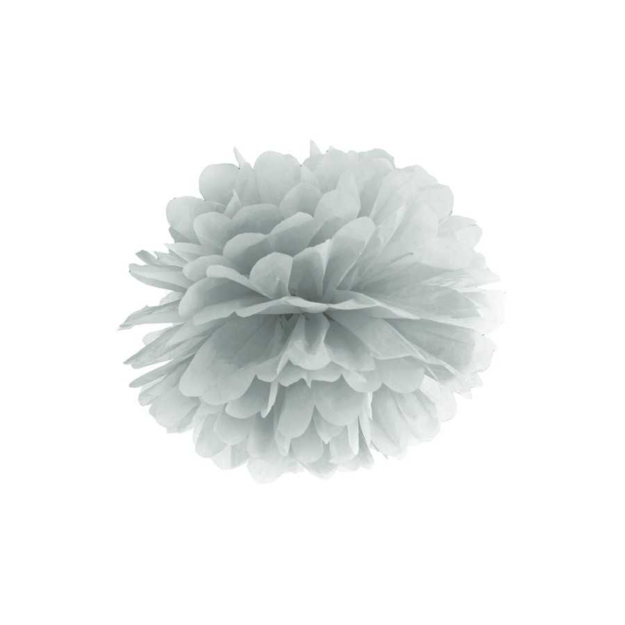 Pompon en papier de soie argent 25 cm