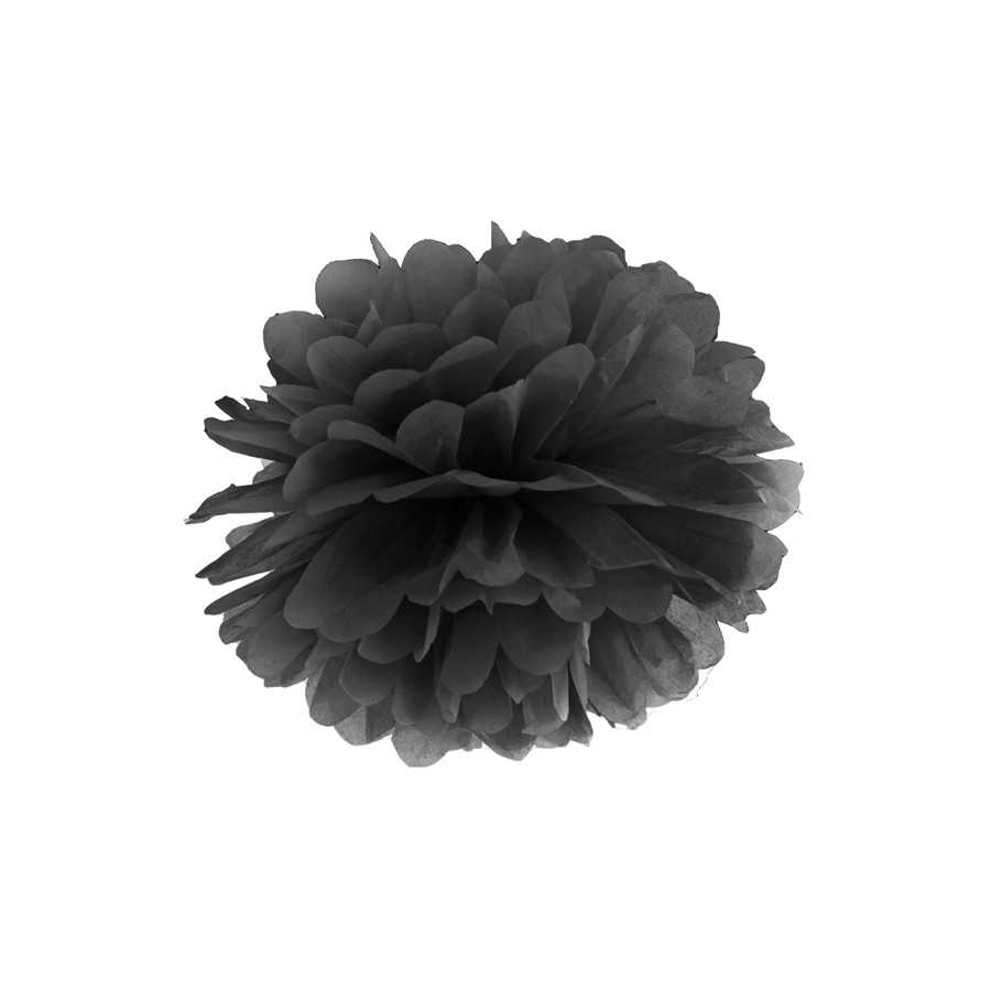 Pompon en papier de soie noir 25 cm