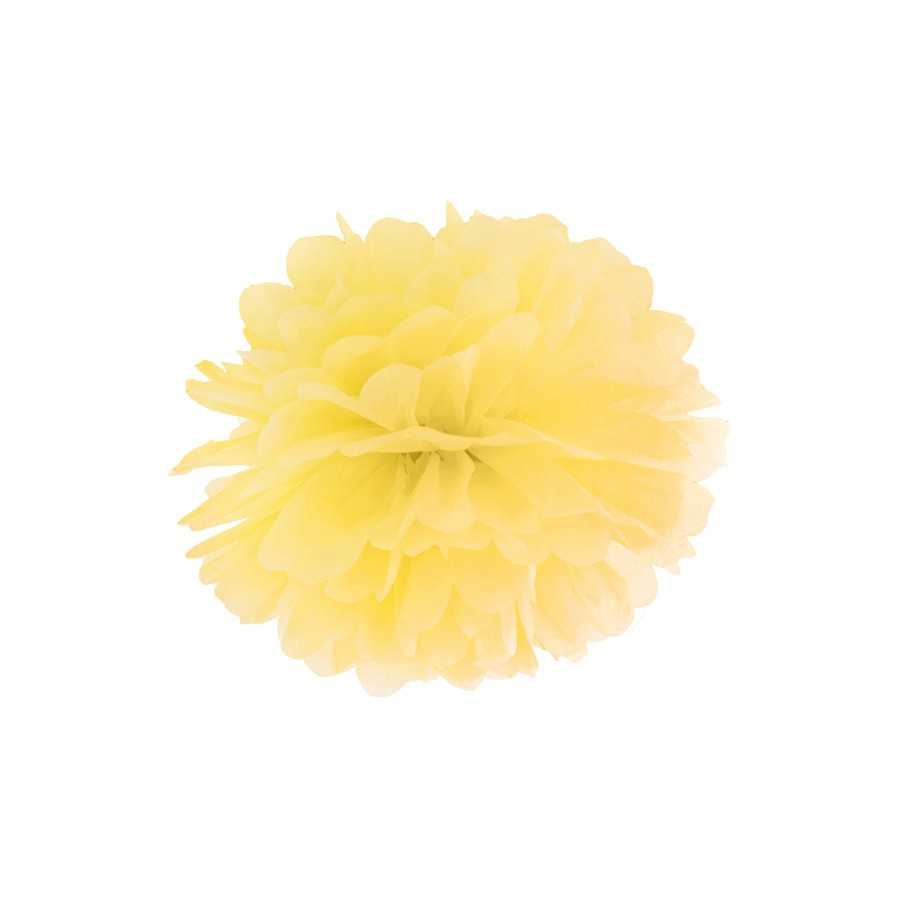 Pompon en papier de soie jaune 25 cm