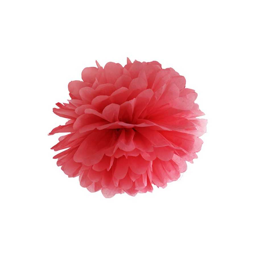 Pompon en papier de soie rouge 25 cm