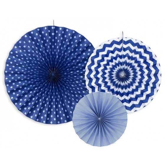 3 rosettes en papier bleu marine