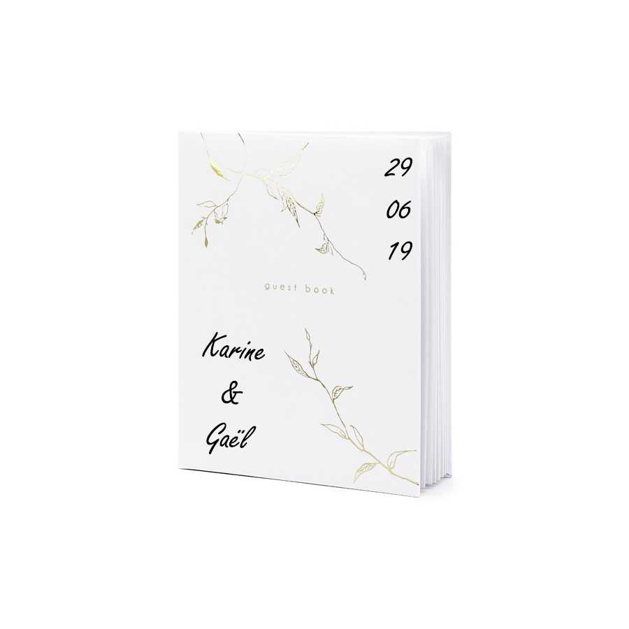 Livre d'or personnalisation Guest Book or feuillage