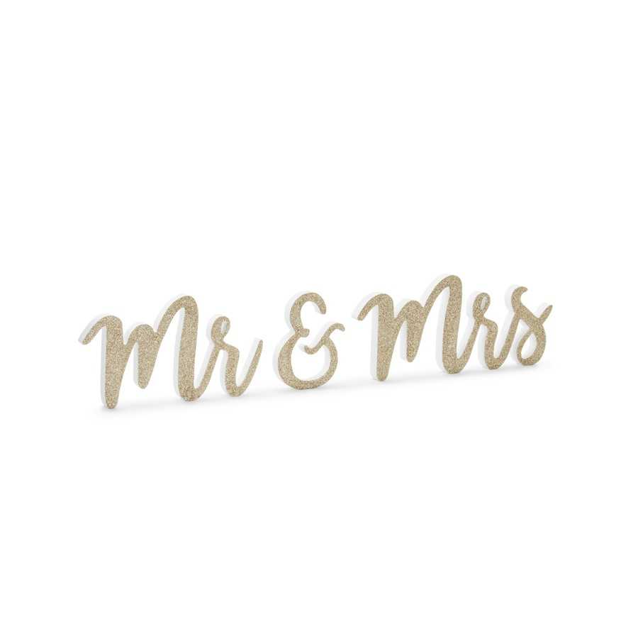 Mr & Mrs en bois or