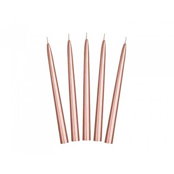 10 bougies chandelles rose gold 24 cm