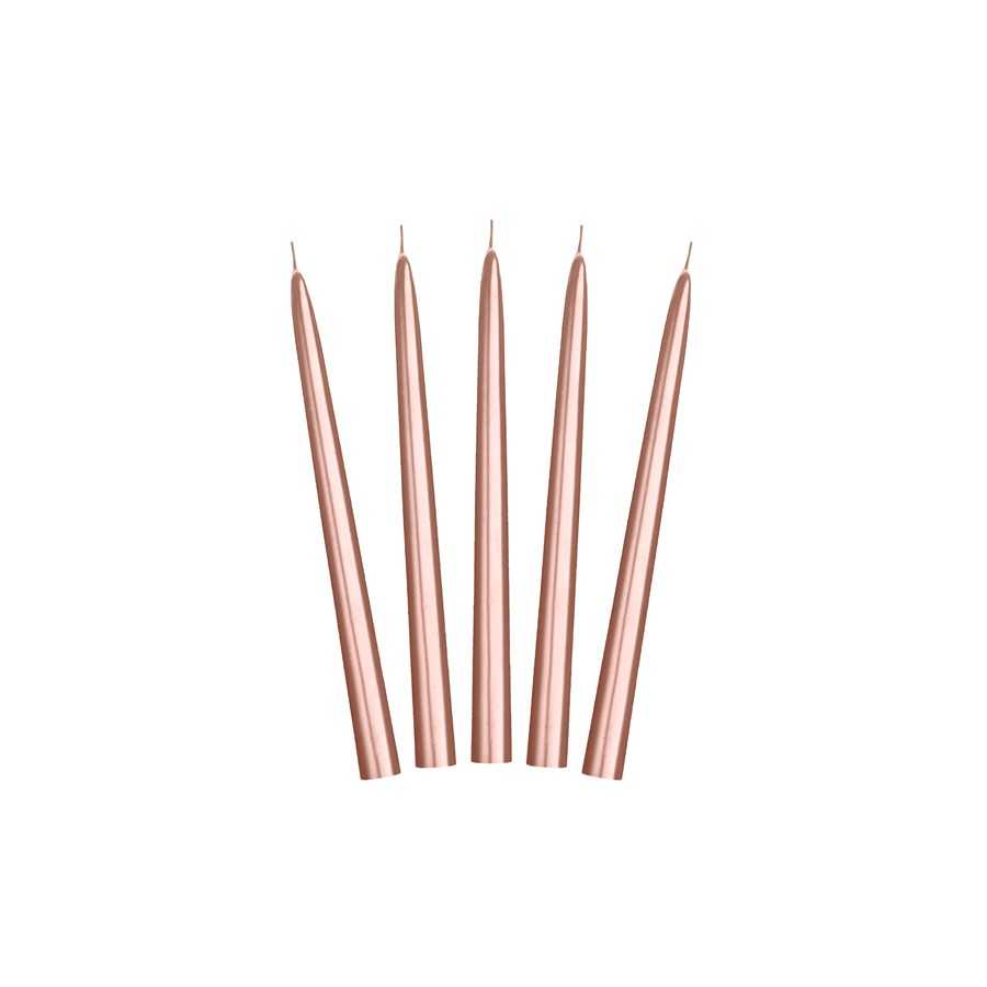 10 bougies chandelles rose gold 24 cm