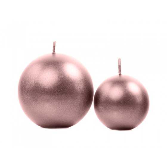 Bougie sphère rose gold métallique 6 cm duo