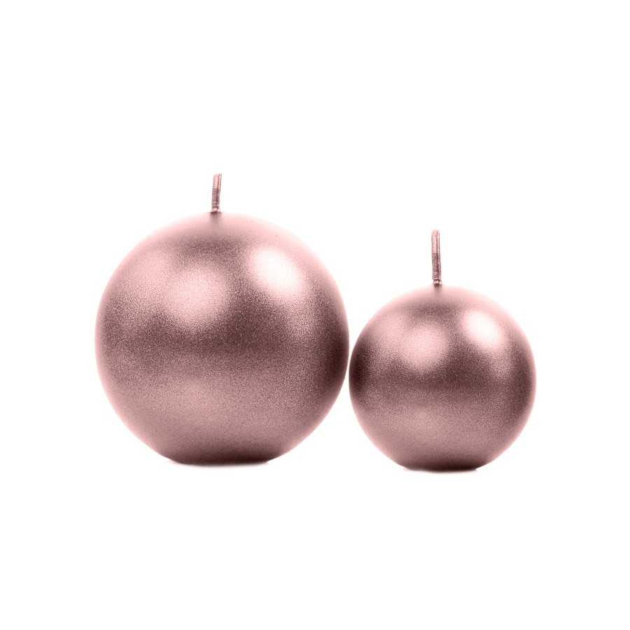 Bougie sphère rose gold métallique 6 cm duo