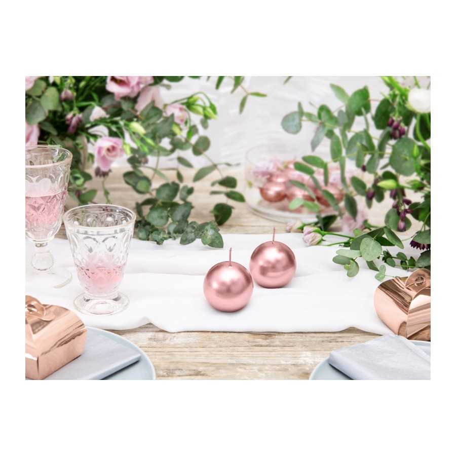 Bougie sphère rose gold métallique 6 cm, vase
