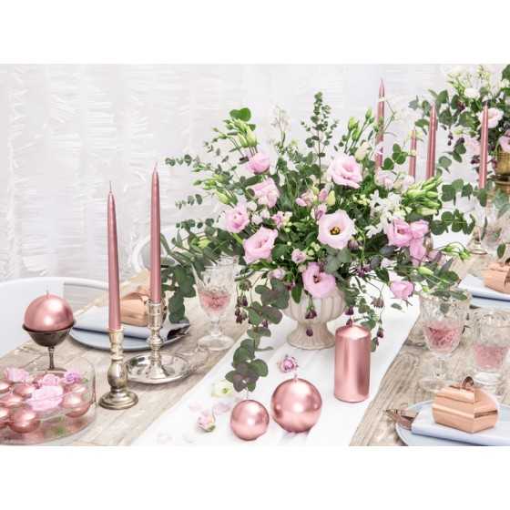 Bougie sphère rose gold métallique 6 cm table