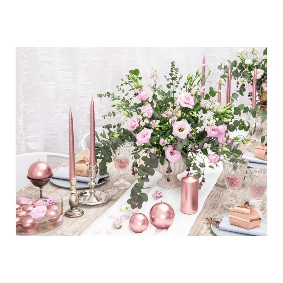 Bougie sphère rose gold métallique 6 cm table