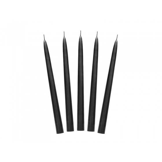 10 bougies chandelles noires 24 cm