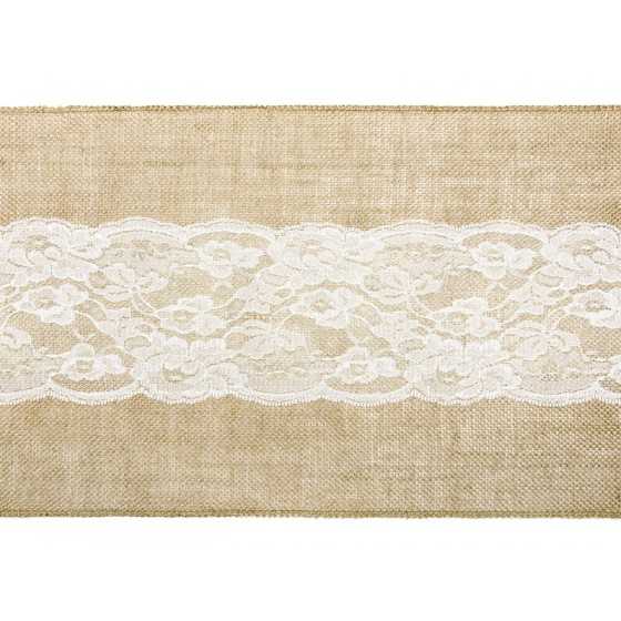 2 m 75 toile de jute avec dentelle au centre